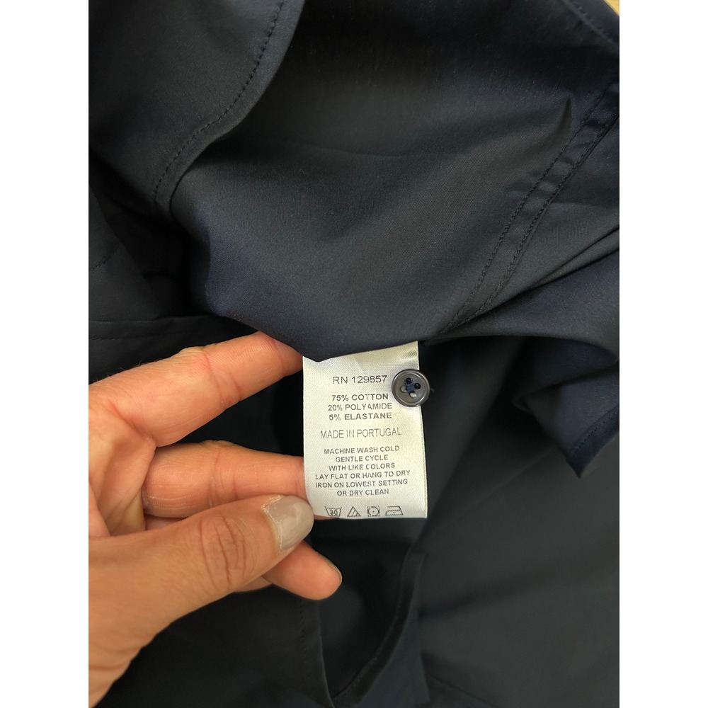 The Shirt Rochelle Behrens Navy Blue 3/4 Sleeve Button Down Blouse Womens Large - Picture 4 of 6